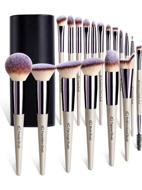 18-Piece Professional Makeup Brush Set - Foundation, Powder, Eyeshadow & Blush